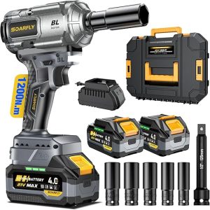 Upgraded Cordless Impact Wrench 1/2", 900 Ft-lbs (1200 Nm) Brushless Impact Gun